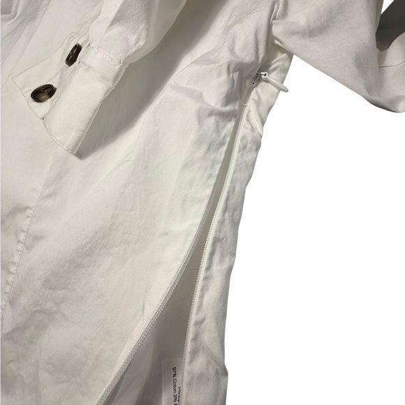 Veronica Beard White Cotton Mock Neck Fauri Button-Trim Long Sleeve Top Sz 8 - Picture 5 of 10